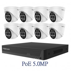 POE Foscam 5.0MP FN9108HE(NVR) + 8x T5EP(5.0MP CAM) 8路超清網絡錄影機優惠套裝(HDD/CABLE需自購)